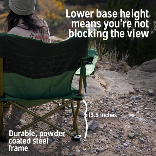 Miniatura 8 de Silla Kelty Low Loveseat sobredimensionada de 2 plazas plegable resistente para campamento, asiento doble para partidos de fútbol, reuniones previas