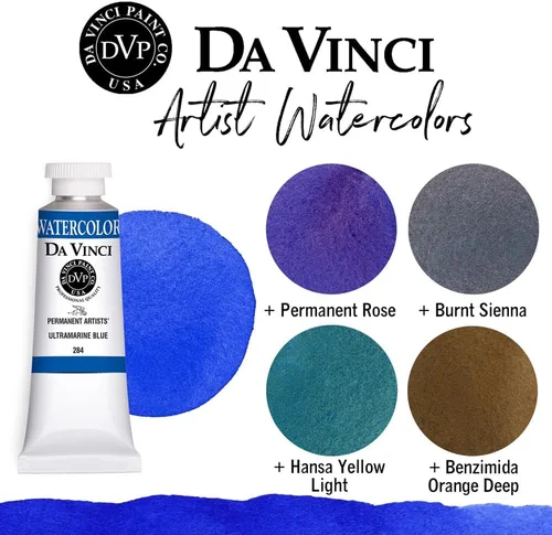 Miniatura 198 de DA VINCI PAINTS Pintura Acuarela Profesional para Artistas, Alizarin Crimson (Quinacridone), 37ml Índigo