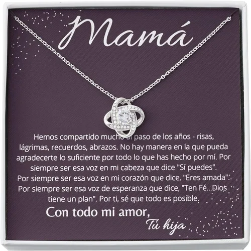 Collar de nudo de amor Mama te quiero regalos para madre joyería para mamá en español collares españoles para mujer regalos familiares españoles
