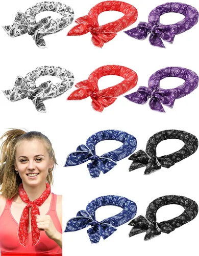 Miniatura 20 de Janmercy 10 unidades de teñido anudado para el cuello, bufandas refrescantes, bandanas de hielo de verano para hombres y mujeres, camping, correr