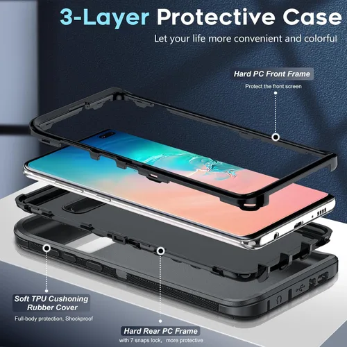 Miniatura 3 de LeYi Funda compatible con Galaxy S8 Plus: funda de protección 3 en 1 de cuerpo completo a prueba de golpes, de goma, resistente, resistente, a