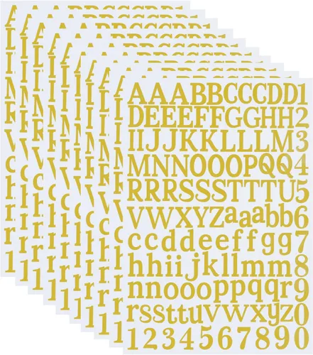 Miniatura 13 de 10 hojas de calcomanías de letras de vinilo negro, 1200 piezas de calcomanías autoadhesivas de números y alfabeto, números de buzón para letreros