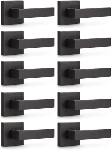 KNOBWELL Paquete de 10 manijas de puerta interiores resistentes para diestra/izquierda, manija simulada de una cara para armario, en bronce Oil