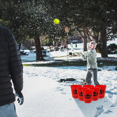 Miniatura 9 de Juegoal Outdoor Giant Yard Pong Game Set Outdoor Toss Game Throwing Game for Beach, Camping, Lawn and Backyard Rojo