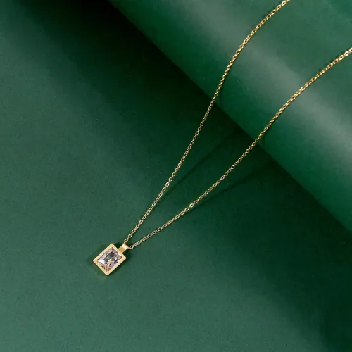 Miniatura 5 de Badu Collar de lágrima creada en oro de 18 quilates de 0.39 x 0.394 pulgadas para mujer, joyería de circonita cúbica solitaria, día de la madre