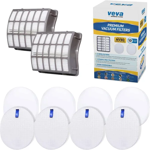 VEVA Juego completo de filtros de vacío de alta calidad que incluye 2 HEPA, 4 espumas, 4 filtros de fieltro, 10 piezas en total para Shark Navigator
