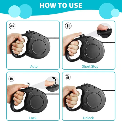 Miniatura 4 de PETCUTE Correa retráctil para caminar para perro, correa extensible de entrenamiento para perros, correas convenientes para perros pequeños