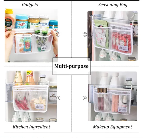 Miniatura 3 de Juego de 2 organizadores de puerta de refrigerador, bolsa de malla colgante para nevera, bolsa de almacenamiento de cocina, bolsa de clasificación
