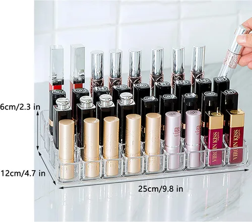LEILIN Organizador de cajones de lápiz labial con 36 ranuras para almacenamiento de brillo de labios, soporte de aceite esencial, organizador de