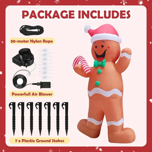 Miniatura 7 de Decoración inflable gigante de Navidad con luz LED de 12 pies para exteriores, decoración inflable para patio/fiesta/césped/jardín/entrada