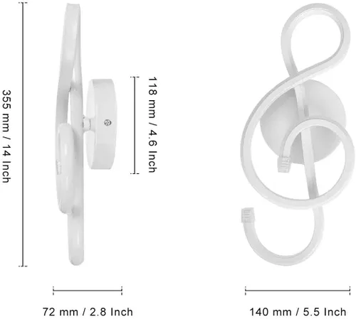 Miniatura 2 de XEYOU Lámpara de pared moderna de 22 W, lámpara de pared LED creativa para interiores, símbolo musical, decoración artística, lámpara de pared