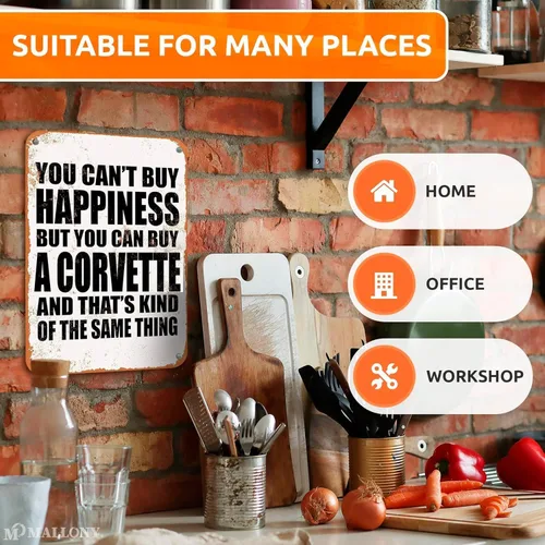 Miniatura 6 de Vfunvilleey Signs - Letrero de lata de 8 x 12 pulgadas, con texto en inglés "You Can't Buy Happiness But You Can Buy a Corbette", letrero de metal