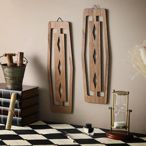 Miniatura 3 de CroBlissful 2 Piezas Arte de Pared Moderno de Mediados de Siglo Madera Acentos Decorativos de Elegancia de Mediados de Siglo Escultura de Pared