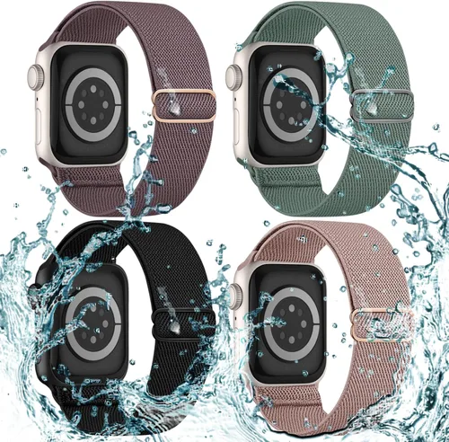 Miniatura 27 de Paquete de 4 correas elásticas Solo Loop compatibles con Apple Watch de 1.496 pulgadas, 1.575 pulgadas, 1.614 pulgadas, 1.654 pulgadas, 1.732