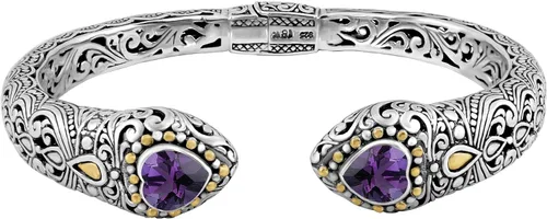 Miniatura 2 de DEVATA Pulsera de plata de ley 925 y oro de 18 quilates con piedras preciosas de filigrana Bali