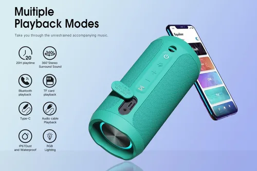 Miniatura 4 de Eduplink - Bocina Bluetooth IPX7 impermeable, emparejamiento inalámbrico TWS, bocinas estéreo portátiles para exterior con tiempo de reproducción