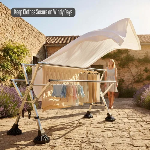 Miniatura 4 de This Adjustable Garmet Rack, Stainless Steel Clothes Drying Rack, Extendable Laundry Drying Rack, Foldable Laundry Hanger, Indoor & Outdoor