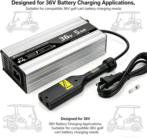 Miniatura 6 de Cargador de batería de carrito de golf de 36V 5A para EZGO TXT, cargador inteligente durante la noche con apagado automático, cargador compacto