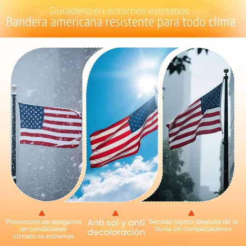 Miniatura 5 de Bandera estadounidense resistente de 3 x 5 pies para exteriores, de poliéster hilado de lujo, impermeable, resistente a los rayos UV, bandera GM-3C5