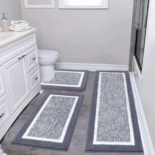 Miniatura 41 de Pauwer Juego de baño, alfombras de baño antideslizantes, alfombras de ducha absorbentes para suelo de baño, bañera y ducha, color azul aguamarina