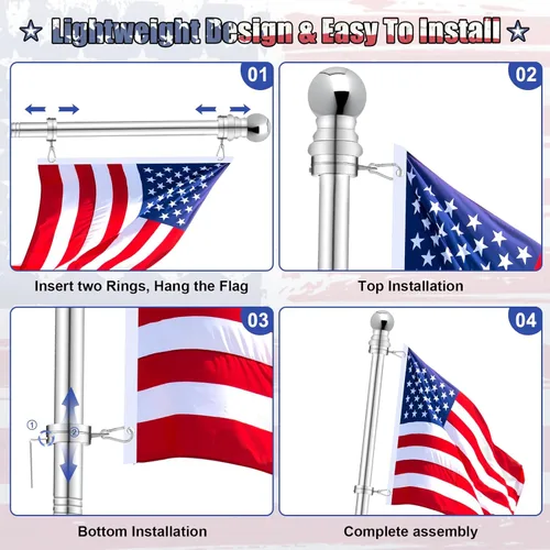 Miniatura 6 de Anillos giratorios de asta de bandera de 1 pulgada, clips giratorios de aleación de aluminio anti-envoltura de 360°, anillos giratorios de montaje