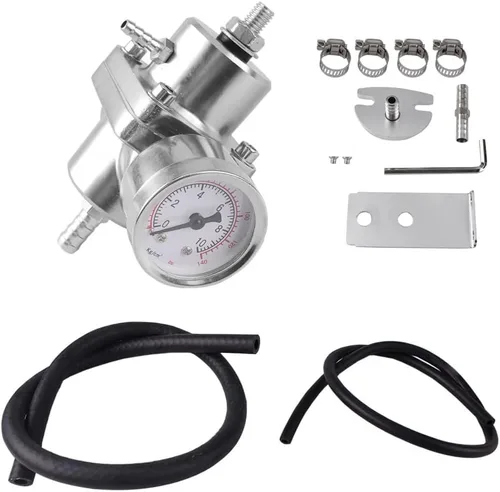 Miniatura 9 de BARTOO Kit universal de regulador de presión de combustible ajustable, regulador de combustible de aluminio, regulador de presión de inyección