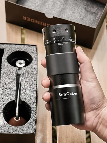 Miniatura 6 de Molinillo de café manual con ajuste externo de 16 μm, Molinillo de precisión para café expreso y vertido, Fresa cónica de acero inoxidable CNC