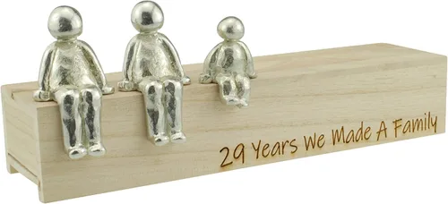 Idea del 29 aniversario – 29 años que hicimos un adorno de metal familiar – Elige tu combinación familiar (1 niño)
