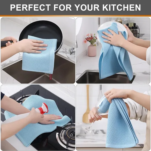Miniatura 277 de Kitinjoy - Paños de cocina de 100 % algodón, tela de tejido gofrado, paño de limpieza ultrasuave, absorbente y de secado rápido. Beige