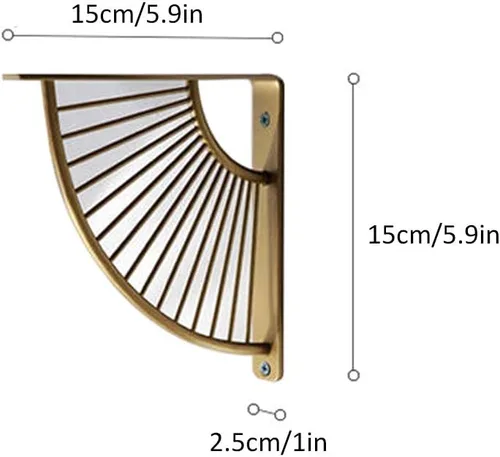 Miniatura 2 de Soporte de estante flotante de metal montado en la pared, triángulo dorado para decoración de bricolaje, soportes de estantería de ángulo recto