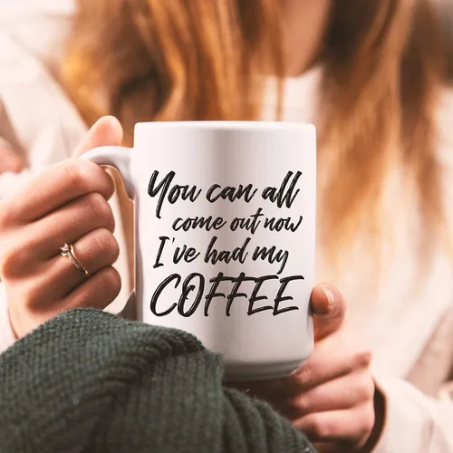 Miniatura 6 de Taza de café divertida con texto en inglés "Come Out Now"; bonita taza de cerámica blanca de 15 onzas con un eslogan genial; gran regalo único