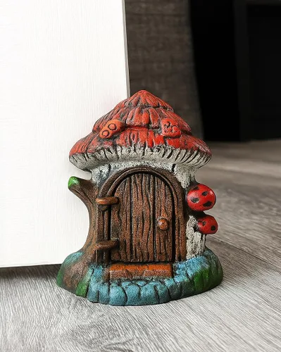 Lulu Decor, Tapón decorativo para puerta de hada, 100% hierro fundido, 4 libras, 5 onzas (diseño de setas)