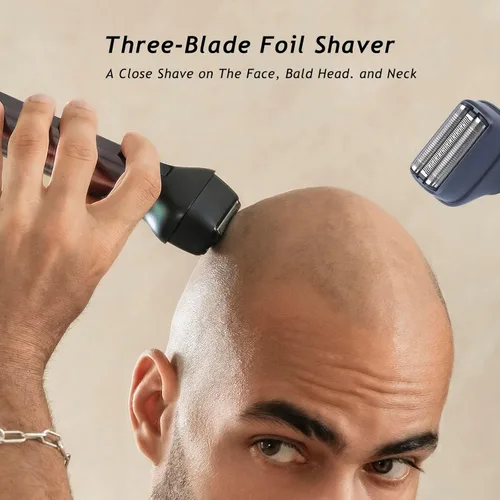 Miniatura 3 de Cortadora de barba para hombres, juego de afeitadoras eléctricas y cortapelos, dial de precisión ajustable con 20 configuraciones, kit de afeitado