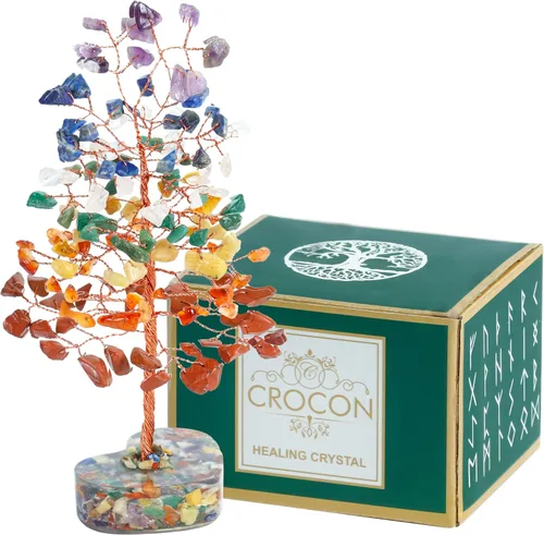 Miniatura 33 de Crocon Árbol de la vida de cristal de cuarzo transparente, chakra para energía positiva, decoración de Feng Shui, árbol bonsái de dinero con piedras