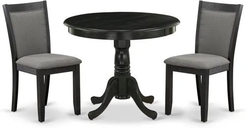 Miniatura 17 de East West Furniture ANMZ3-AB6-06 - Juego de mesa y sillas de cocina de 3 piezas contiene una mesa de comedor redonda con pedestal y 2 sillas