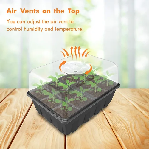 Miniatura 3 de Gardzen Paquete de 3 Bandejas Iniciadoras de Semillas Kit de Germinación, Kit Iniciador de Semillas con Cúpula de Humedad Ajustable, Kit de Cultivo