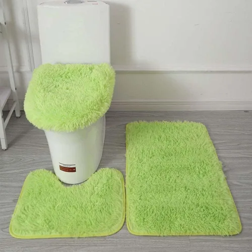 Miniatura 15 de Juego de 3 tapetes de baño para baño, suaves, antideslizantes, suaves, en forma de U, tapete para inodoro, tapete de baño y tapa de inodoro