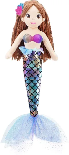 Miniatura 6 de June Garden 16.5" Sirena brillante Aurelia - Muñeca de felpa suave y brillante para regalo para niñas pequeñas