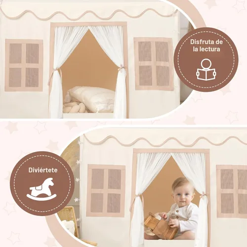 Miniatura 6 de Tienda de campaña para niños en el interior: con alfombra, guirnalda de borlas, tienda de campaña para niñas, casa de juegos para niños, juguetes
