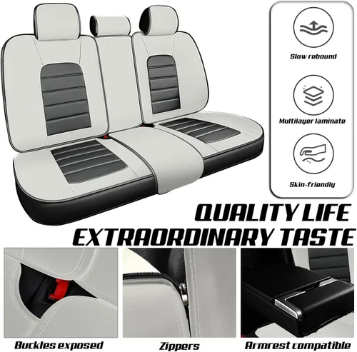 Miniatura 5 de ILMO Fundas para Asientos Compatibles con Ford F350 2011-2026, Protectores de Asiento de Camión de Cuero de Nappa Impermeables con Tacto Suave