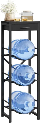 CHOEZON Soporte para Jarra de Agua de 5 Galones, Soporte para Botella de Agua, Estante de Almacenamiento de Hervidor de 3 Niveles con Cajón, Piezas