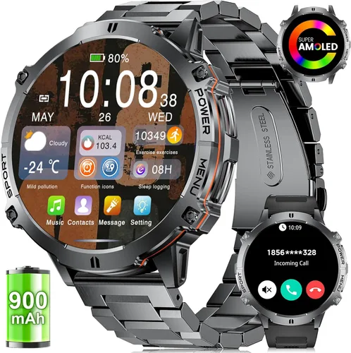 Miniatura 9 de Relojes inteligentes LIGE para hombres con batería de 900mAh (60+ horas de espera), pantalla AMOLED de 1.73" con Bluetooth, modo de llamada, más