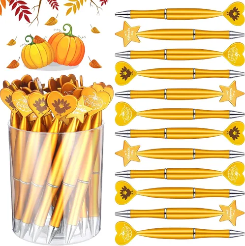 Tinlade 120 bolígrafos de pavo para otoño, otoño, Acción de Gracias, calabaza, tinta de gel, bolígrafos de tinta de gel negra, con forma de corazón,