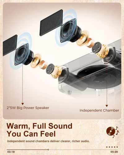 Miniatura 2 de TANALNIN - Tocadiscos de vinilo, tocadiscos portátil de maleta con Bluetooth de 3 velocidades con altavoces integrados, grabación USB, salida RCA