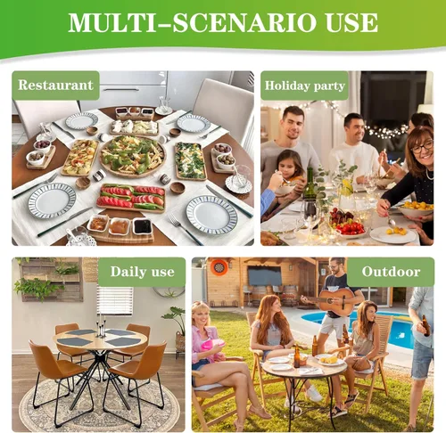 Miniatura 9 de LUSHVIDA - Mantel para mesa redonda impermeable y con borde elástico, de vinilo, ajustable a la mesa, mantel de plástico con borde elástico