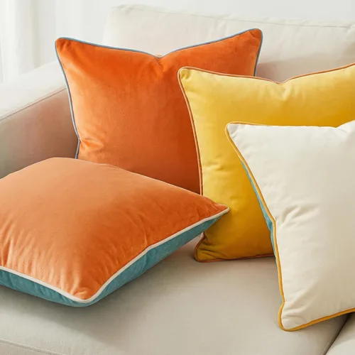 Miniatura 2 de Mecatny Juego de 4 fundas de almohada de terciopelo de 18 x 18 pulgadas, fundas de almohada decorativas suaves y coloridas para sofá, sala de estar