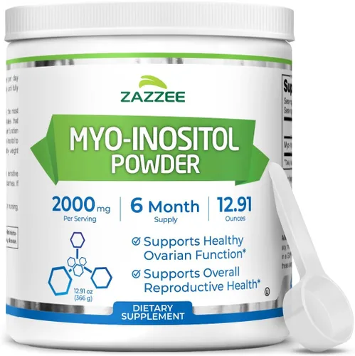 Miniatura 10 de Zazzee Myo-inositol en polvo, suministro para 3 meses, 92 porciones, 2000 mg por porción, cuchara gratis para dosis exacta, 6.49 onzas, certificado