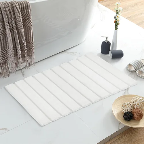Miniatura 2 de KEYCHAD Tapete de baño plegable de piedra, antideslizante, de tierra de diatomeas, súper absorbente, de secado rápido, elegante y lujoso tapete