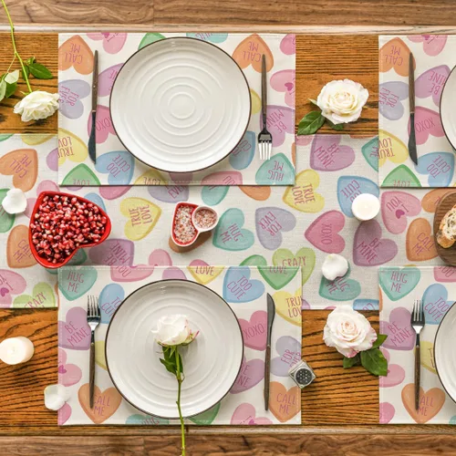 Miniatura 4 de Artoid Mode Ture Love - Juego de 4 manteles individuales de San Valentín de 12 x 18 pulgadas para decoración de fiestas, cocina, comedor