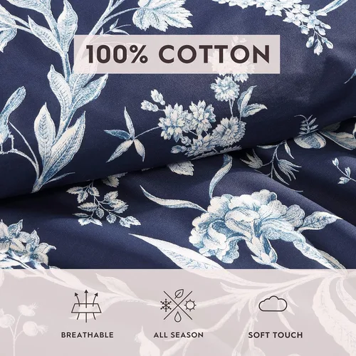 Miniatura 6 de Laura Ashley - Juego de edredón tamaño King, juego de ropa de cama reversible de algodón, incluye fundas a juego con fundas europeas y fundas